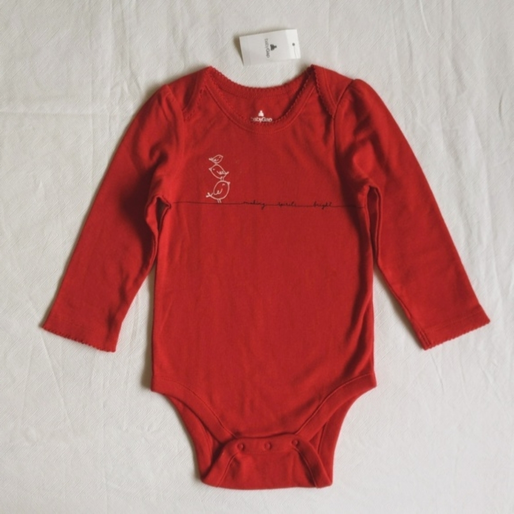 NEW babyGap christmas long sleeve bodysuit diaper shirt 12-18 months baby girl